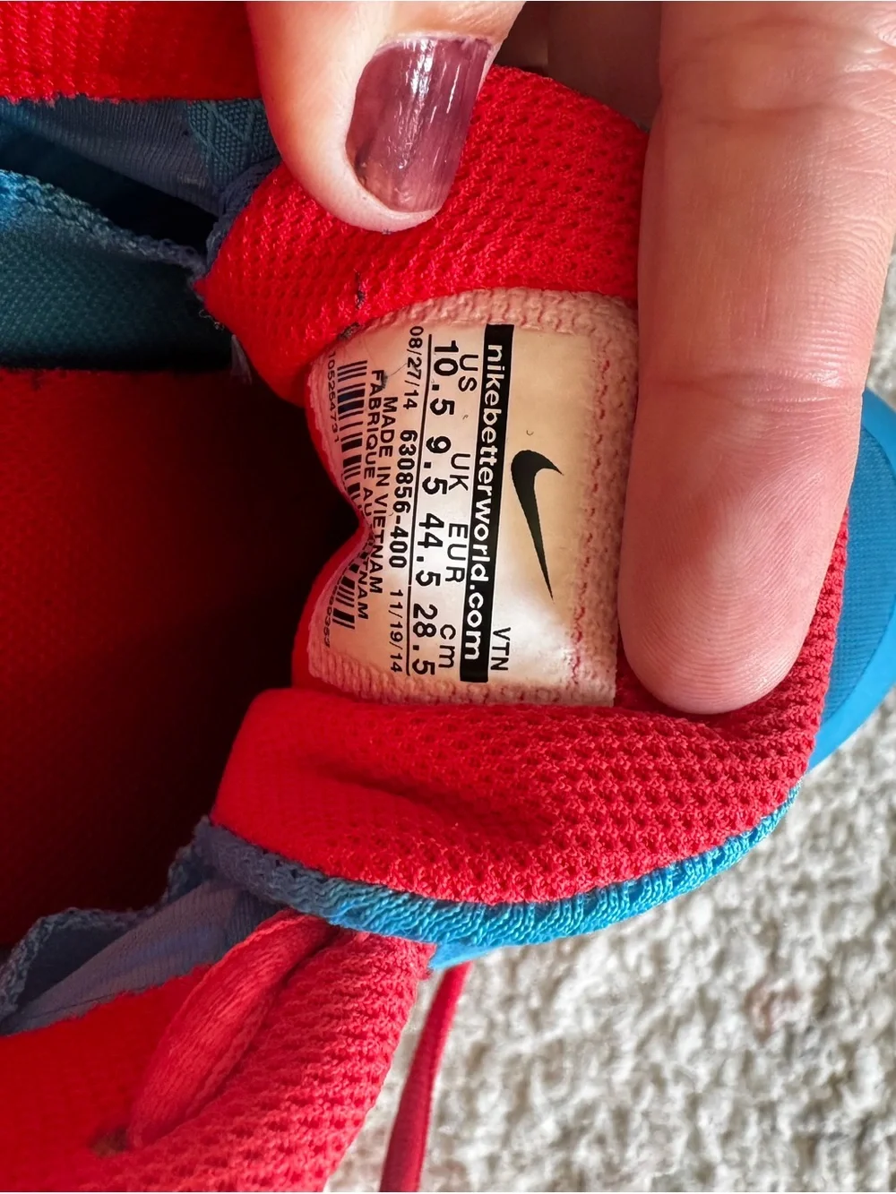 Nike Blue Athletic Shoes with Red Laces